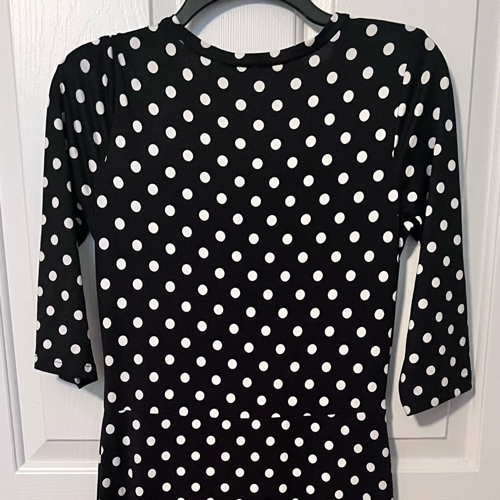 DOUBLJU Polka Dot Wrap Dress - Black and White Like New - Picture 5 of 10
